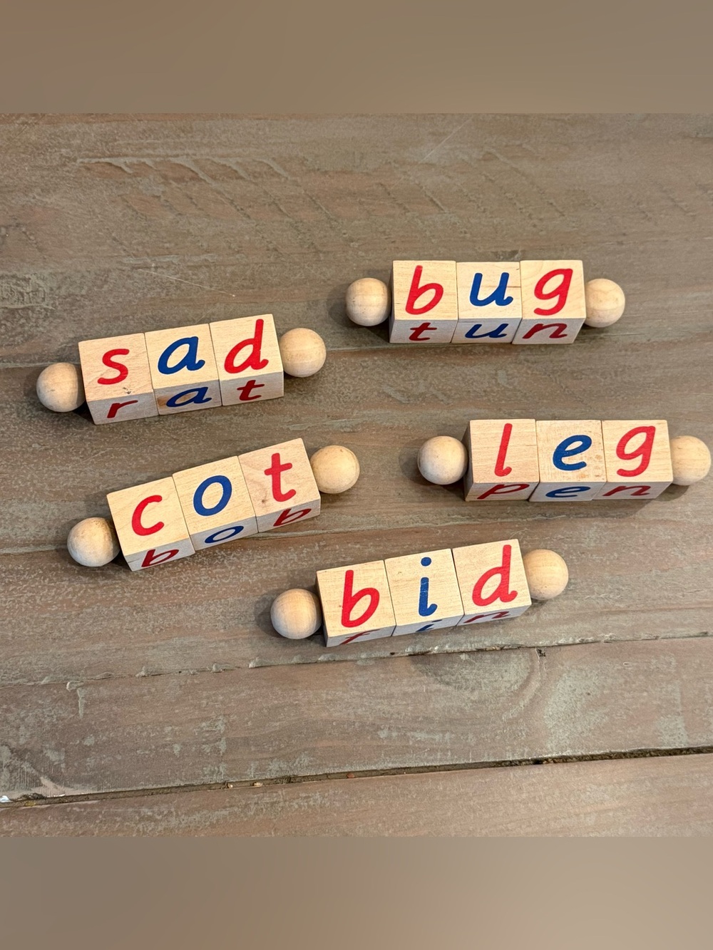 Montessori Phonetic Reading Blocks, Reading Educational Toy Set Of 5 Homeschool
